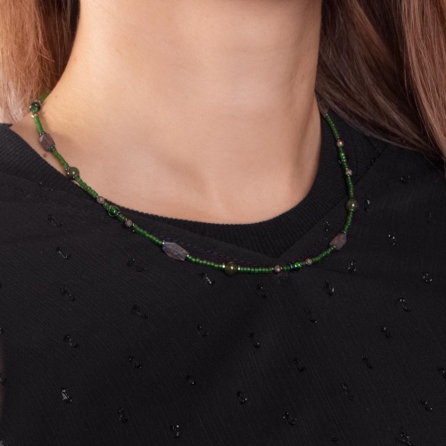 Колье Lanzerotti, Verde, жад, лабрадорит, пирит, гематит, LZ-24.12-565 зеленый фото 3