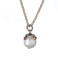 Колье Alcozer&J, бусина майорка, гранат, Swarovski, AL2312-C5361C золотистый