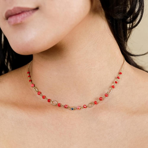 Колье Franck Herval, Scarlet, стеклянные бусины, Swarovski, яшма, FH26.2-15-64712 красный фото 2