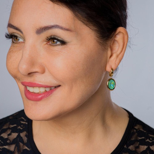 Серьги Qudo Creole TIVOLA small (G/P) Silky sage delite, 310693 фото 5