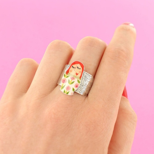 Кольцо TARATATA, Nanas, разъемное, с цветной смолой, TT-W24-03412-10M серебристый фото 3