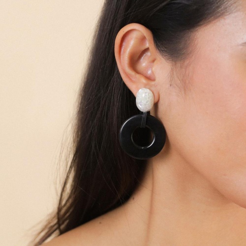 Серьги Nature Bijoux, Volcan, с перламутром и подвеской из рога, NB25.2-12-90342 черный фото 3