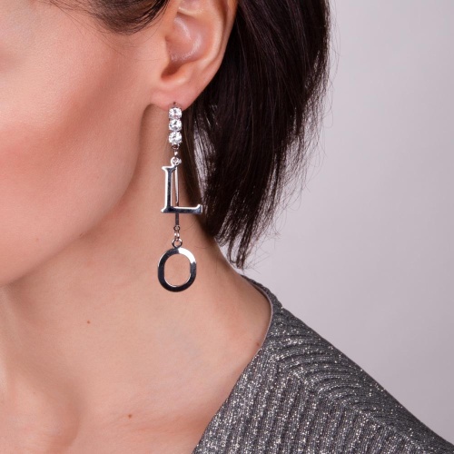 Серьги Moon Paris, Bohemia, асимметричные, LOVE с кристаллами, MB-22.12-010 серебристый фото 4