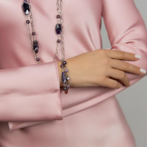 Браслет Lanzerotti, Iris, с аметистом, лепидолитом, кристаллами, LZ-26.03-076 фиолетовый фото 2