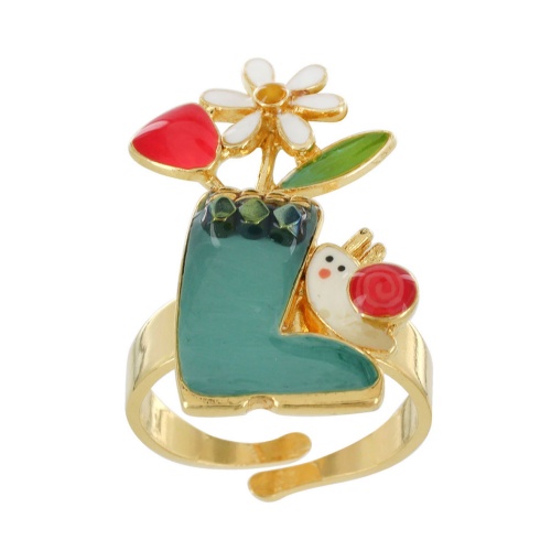 Кольцо TARATATA, Basilic, разъемное, с цветной смолой и бусинами, TT-T23-04408-20M золотистый фото 3