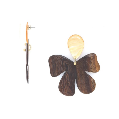 Серьги Nature Bijoux, Fioria, с деревом роблес и перламутром, NB26.1-12-90490 коричневый