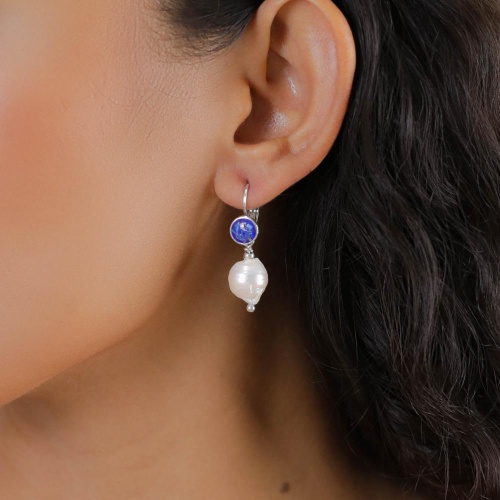 Серьги Nature Bijoux, Pacifique, с жемчугом и цветной эмалью, NB26.1-12-90651 синий фото 3