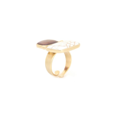 Кольцо Nature Bijoux, Alhambra, разъемное, с перламутром и говлитом, NB25.1-19-25735 коричневый фото 4