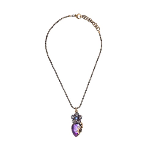 Колье Alcozer&J, аметист, жемчуг, гранат, Swarovski, AL2502-C138IN24 фиолетовый фото 2