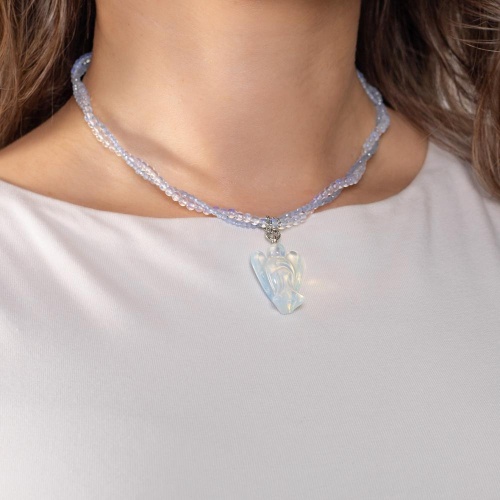Колье Lanzerotti, Hello babe!, двойное, лунный камень, кристаллы, ангел, LZ-25.07-212 голубой фото 3
