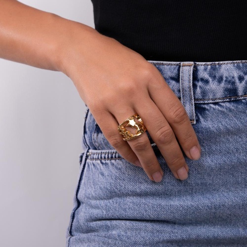 Кольцо Tucco, Fugaz, разъемное, со звездами, TC-TMA53 золотистый фото 2