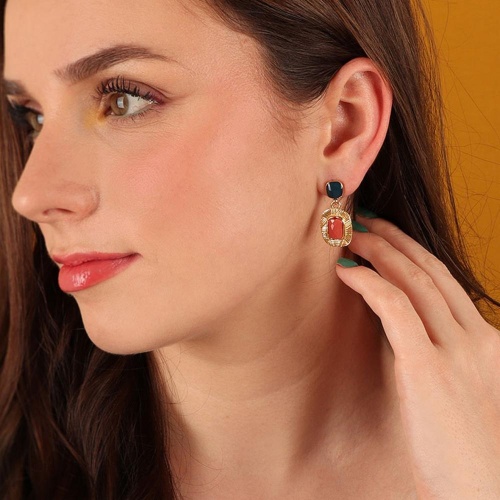 Серьги TARATATA, Joyeuse, асимметричные,с цветной смолой, бусинами, TT-H24-11916-20M золотистый фото 2