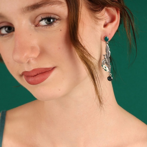 Серьги TARATATA, Green, с цветной смолой и порошком слюды, TT-E24-09975-104 зеленый фото 2