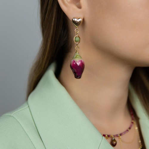 Серьги Lanzerotti, Erbario, с жадом и бутоном розы, LZ-26.02-057 розовый фото 2