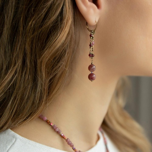 Серьги Lanzerotti, Elisir, с кварцем, турмалином и гранатом, LZ-25.10-302 розовый фото 2