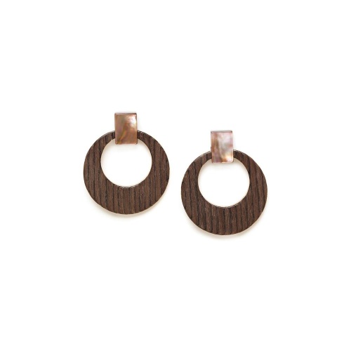 Серьги Nature Bijoux, Cosmos, тамариндовое дерево, шпон, перламутр, NB23.2-12-79093 коричневый