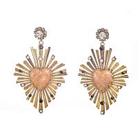 Серьги Celeste G, вставка из смальты, кристалл Swarovski, CS24.2-1765 бежевый