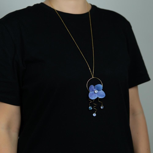 Колье Catherine Bijoux, Primrose and crystals, с цветком и кристаллами, CB26.1-5626AG голубой фото 3