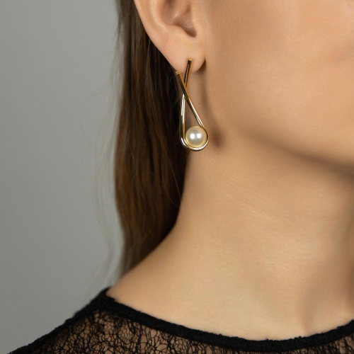 Серьги Moon Paris, Ringo, с жемчугом, MR-26.01-041 золотистый фото 2