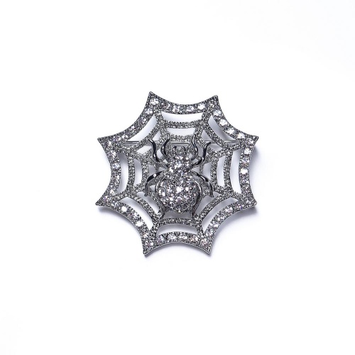 Брошь Moon Paris, Nord, паук на паутине, с кристаллами, MoS-21.10-002 серебристый