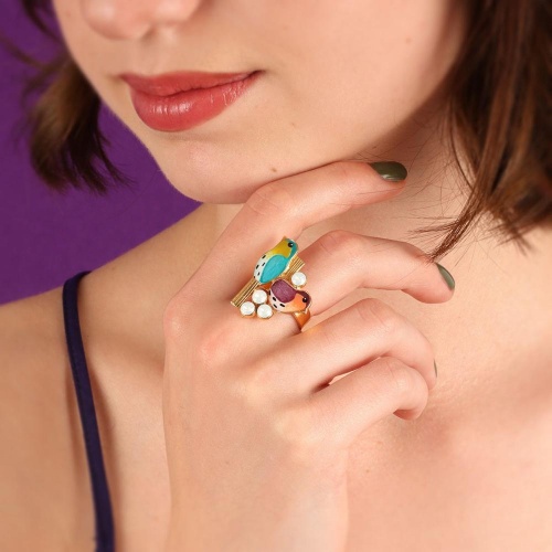 Кольцо TARATATA, Pia-pia, разъемное, с цветной смолой и стразами, TT-T24-05413-20M золотистый фото 7