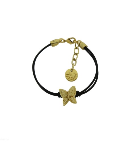 Браслет Tra-la-ra, Vuela, кожаный, с бабочкой, TLR23-224O016 золотистый