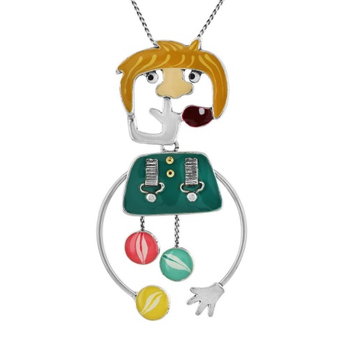 Колье TARATATA, Caca boudin, с цветной смолой, TT-E23-08128-10M серебристый