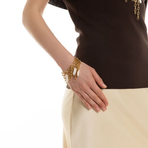 Браслет Katerina Vassou, Tempo, многослойный, с жемчугом, KV26.1-405878G золотистый фото 2