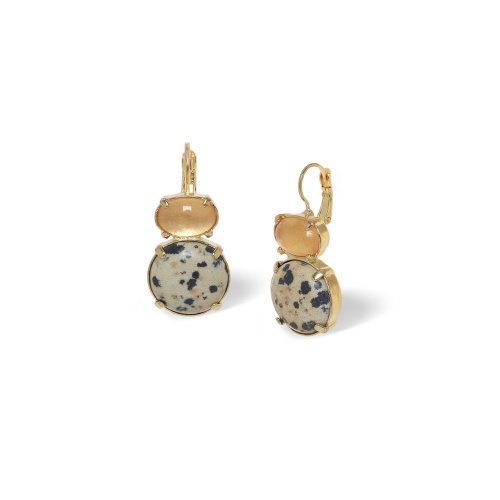 Серьги Nature Bijoux, Kinshasa, ракушка Capiz в смоле, далматинская яшма, NB26.2-12-90851 золотистый