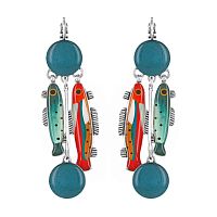 Серьги TARATATA, Blue, цветная смола, роспись, слюдяной порошок, TT-E26-12782-10M серебристый