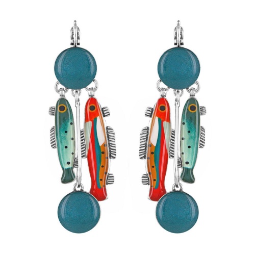 Серьги TARATATA, Blue, цветная смола, роспись, слюдяной порошок, TT-E26-12782-10M серебристый