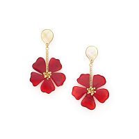 Серьги Nature Bijoux, Hibiscus, с перламутром и цветком из рога, NB25.1-12-79986 красный