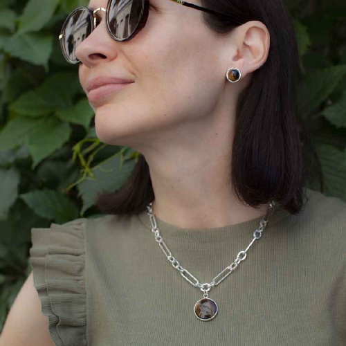 Пусеты Fiore Luna TIGER EYE, LE1110 BR/S фото 2