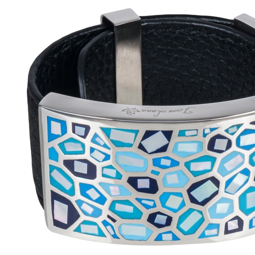 Браслет Fiore Luna на кожаном черном ремешке, CB00992-6 BL фото 3