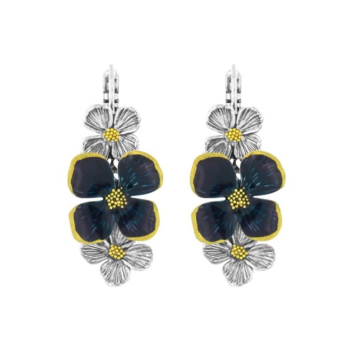 Серьги TARATATA, Hortensia, смола, золотая краска, микрошарики, TT-H25-13707-104 синий