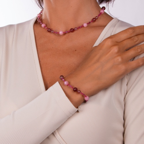 Браслет Lanzerotti, Monroe, кварц, турмалин, агат, кристаллы, LZ-23.07-250 розовый фото 3