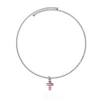 Колье Moon Paris, Ringo Queen, гривна, с крестом и кристаллами, MRQ-23.12-059 розовый