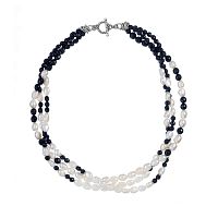 Колье Lanzerotti, Pianoforte, тройное, с жемчугом и ониксом, LZ-25.12-398 черный