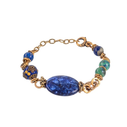 Браслет Alcozer&J, с лазуритом и азуритом, AL-B48JZ25-R синий