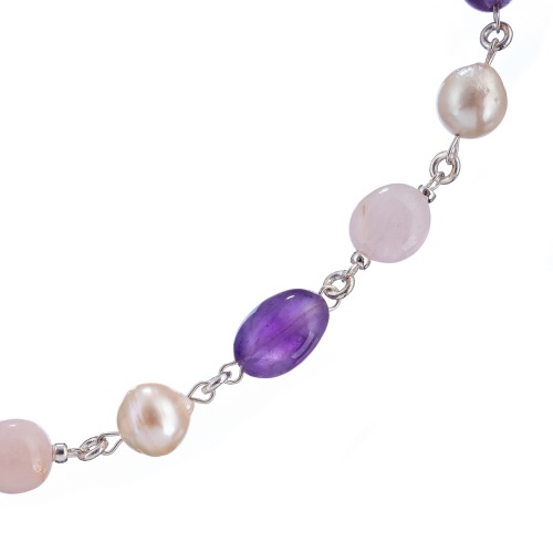 Колье Lanzerotti, Monroe, морганит, аметист, жемчуг, LZ-23.07-296 фиолетовый фото 4