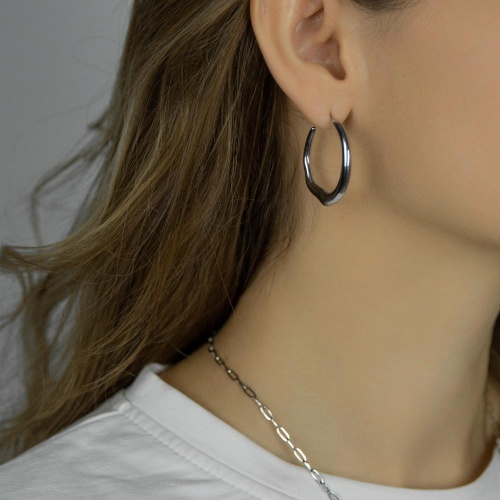 Серьги Moon Paris, Steel, полукольца, MS-26.01-004 серебристый фото 2