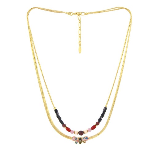 Колье TARATATA, La via en rose, со смолой,краской,бусинами и агатом, TT-H24-06108-205 розовый фото 2