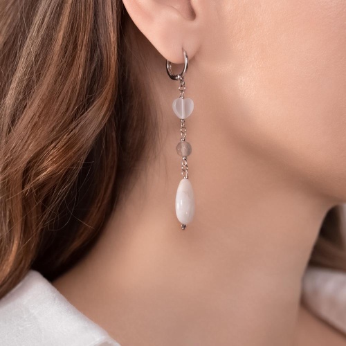 Серьги Lanzerotti, Gelido, с агатом и кошачьим глазом, LZ-25.02-034 серый фото 2