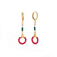 Серьги Lanzerotti, Caribi, с кораллом, малахитом и перламутром, LZ-26.06-167 красный