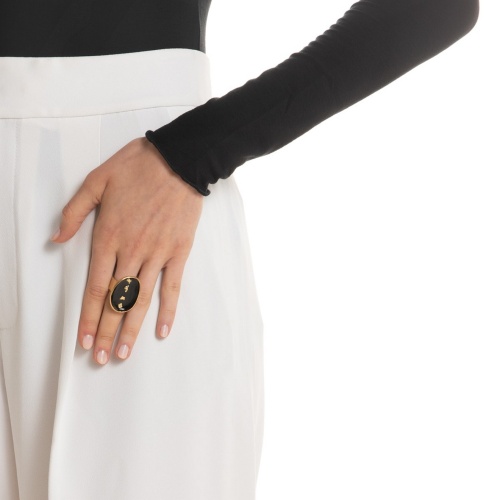 Кольцо Katerina Vassou, Solar Flare, с элементами из сусального золота, KV25.2-404684GBLACK черный фото 2