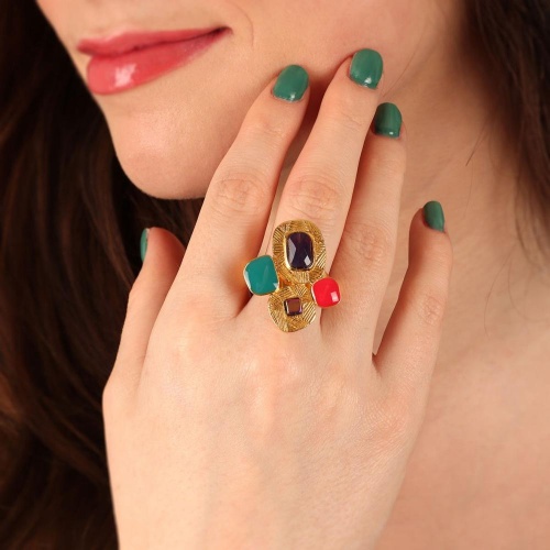 Кольцо TARATATA, Joyeuse, разъемное,со смолой,стеклянными бусинами, TT-H24-11421-20M золотистый фото 4