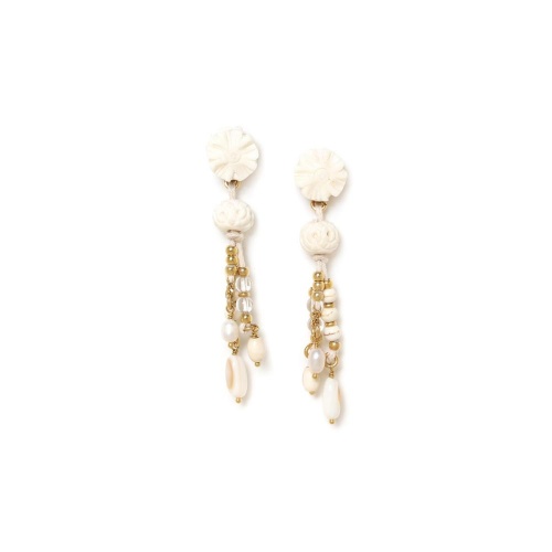 Серьги Nature Bijoux, Pondichery, кость,агат,горный хрусталь,говлит,жемчуг, NB24.1-12-79261 белый