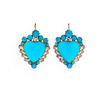 Серьги Celeste G, в форме сердца, с кристаллами Swarovski, CS26.1-1213 бирюзовый