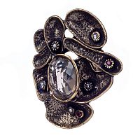 Кольцо Alcozer&J, раухтопаз, жемчуг, гранат, Swarovski, AL-A128EE21 золотистый