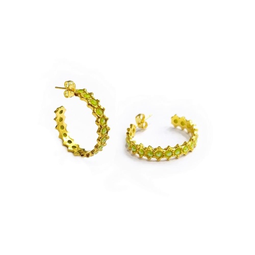 Серьги Catherine Bijoux, Crystal's dance, полукольца, с кристаллами, CB25.1-5265FG мятный